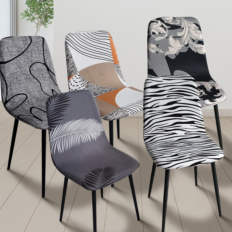 Zebra Stripes Shell kėdžių užvalkalai Nordic Spausdinti Atlošo Kėdės Užvalkalai Namų Barui Viešbučio Vakarėlis Stretch Kokybiškas valgomojo sėdynės užvalkalas