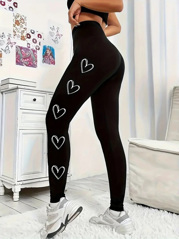 Love patchwork mintás feszes, rugalmas derékú női alkalmi leggings