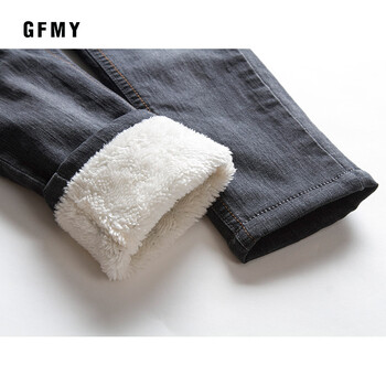 GFMY Brand 2021 Leisure Winter Black Plus Velvet Boys Jeans 3 ετών -10 ετών Keep ζεστό Παιδικό παντελόνι ίσιο τύπου 9082