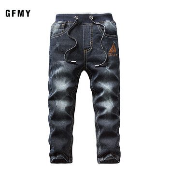 GFMY Brand 2021 Leisure Winter Black Plus Velvet Boys Jeans 3 ετών -10 ετών Keep ζεστό Παιδικό παντελόνι ίσιο τύπου 9082