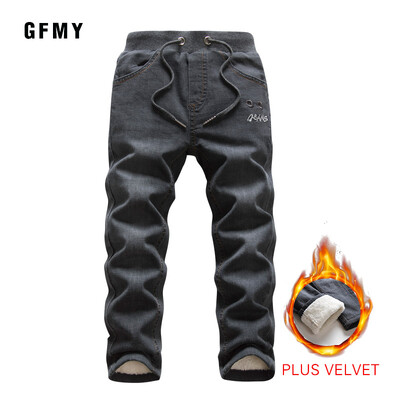 GFMY Brand 2021 Leisure Winter Black Plus Velvet Boys Jeans 3 ετών -10 ετών Keep ζεστό Παιδικό παντελόνι ίσιο τύπου 9082