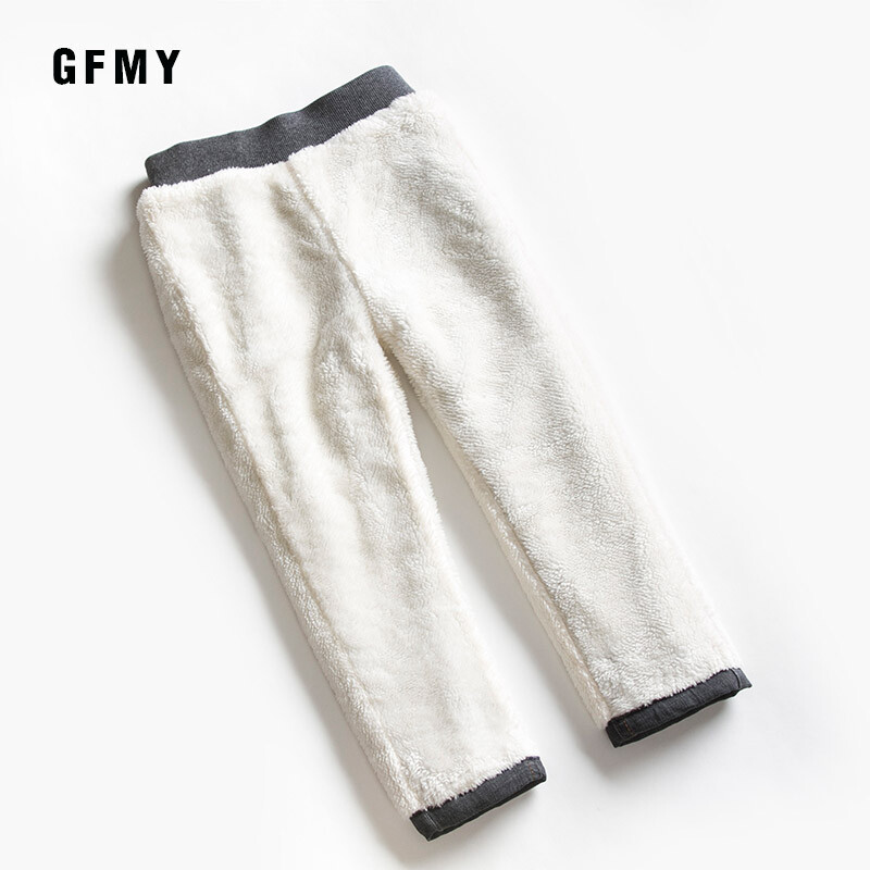 GFMY márka 2021 szabadidős téli fekete plusz bársonyos fiú farmernadrág 3-10 év melegen tartható Egyenes típusú gyereknadrág 9082