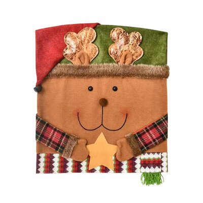 Husă pentru scaun de Crăciun Husă din spate pentru scaunul de cină cu atmosferă de desene animate, drăguț, moale, petrecere de Crăciun 2023, decorațiuni pentru casă de Anul Nou