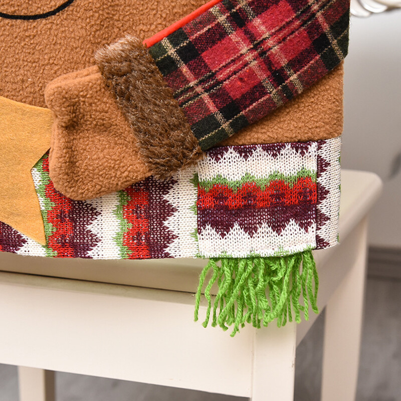 Husă pentru scaun de Crăciun Husă din spate pentru scaunul de cină cu atmosferă de desene animate, drăguț, moale, petrecere de Crăciun 2023, decorațiuni pentru casă de Anul Nou