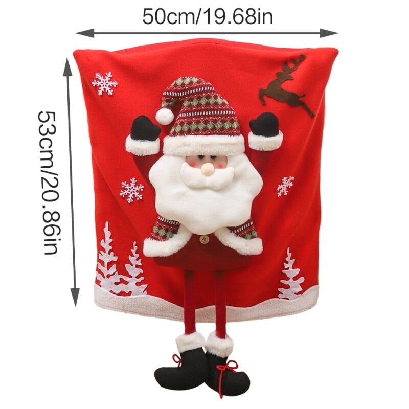 Kalėdų kėdžių užvalkalai Mieli animacinių filmų Kalėdų Senelio kėdės nugaros papuošimai Naujųjų Metų pietums Užvalkalai šventiniam vakarėliui papuošti