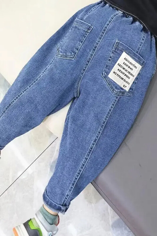 Divatos, menő gyerekfarmer Bő szabású hosszú nadrág fiúknak 2023. tavaszi ősz, új stílusú utcai viselet