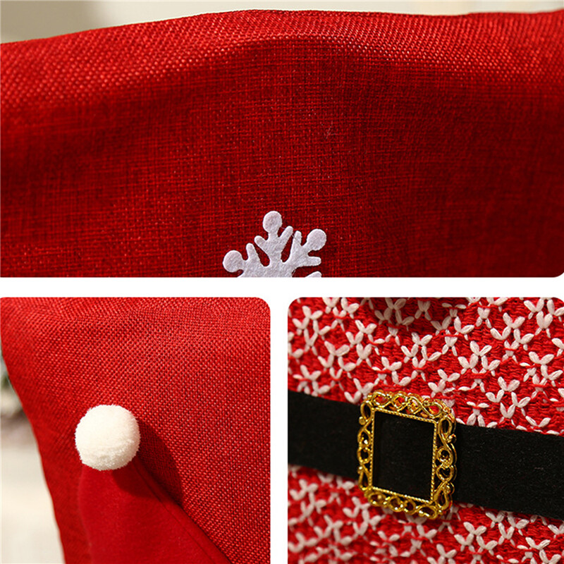 Karácsonyi szék háttámlák Mikulás székhuzatok 3D mintákkal vászon szék háttámla karácsonyi vacsora dekorációhoz