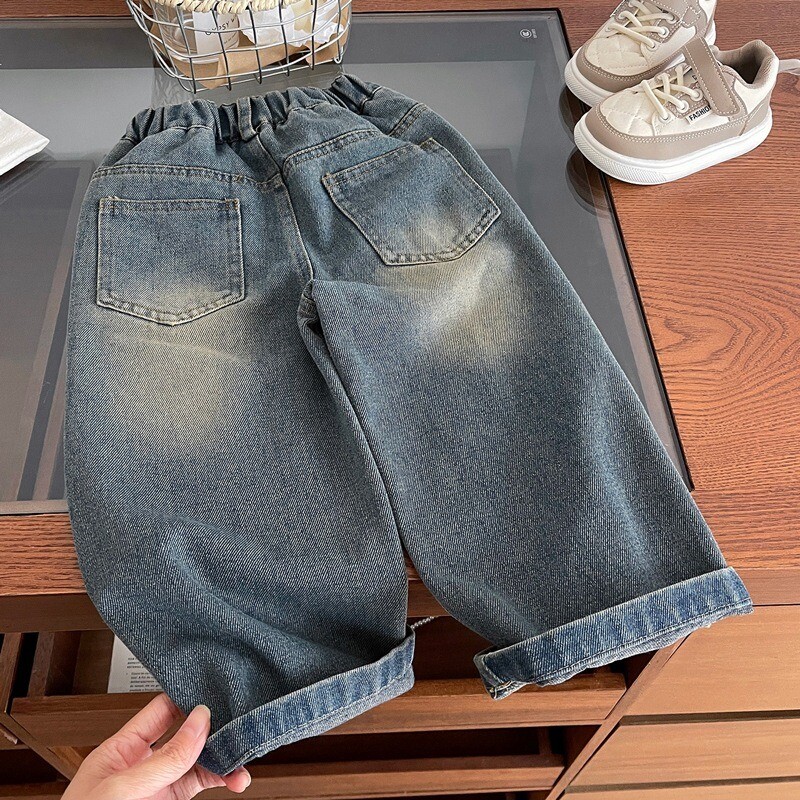 Új tavaszi őszi gyerekek babaruha szív hímzés lányok széles szárú nadrágok baba lány laza alkalmi egyenes farmer