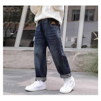 2024 Boys Fashion Jeans Παιδικά Loose Casual Παντελόνια Άνοιξη Φθινόπωρο Νέο Παιδικό Ελαστικό Παντελόνι Τσέπης στη Μέση 5-14 ετών