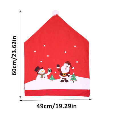 Husă pentru scaun de Crăciun Pălărie mare Om de zăpadă Material nețesut imprimat pentru bucătărie, sufragerie, dormitoare, scaune, scaun, spate, decor acasă de Crăciun