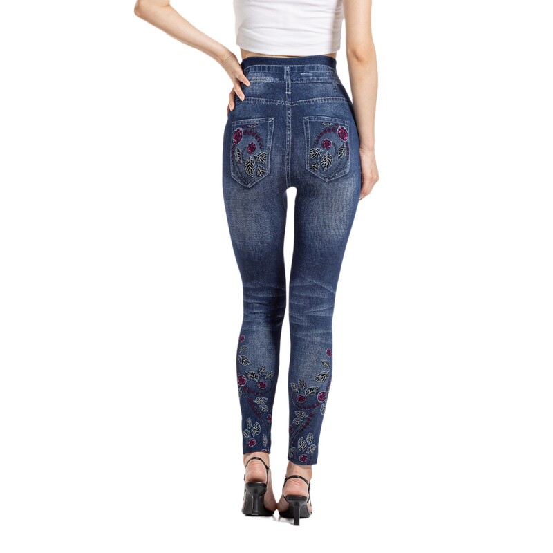 Zökkenőmentes leggings Női nadrág nyomtatás Jeggings pamut szexi lány kötött magas derekú műfarmer farmer Femme Pantalon Fitness legging