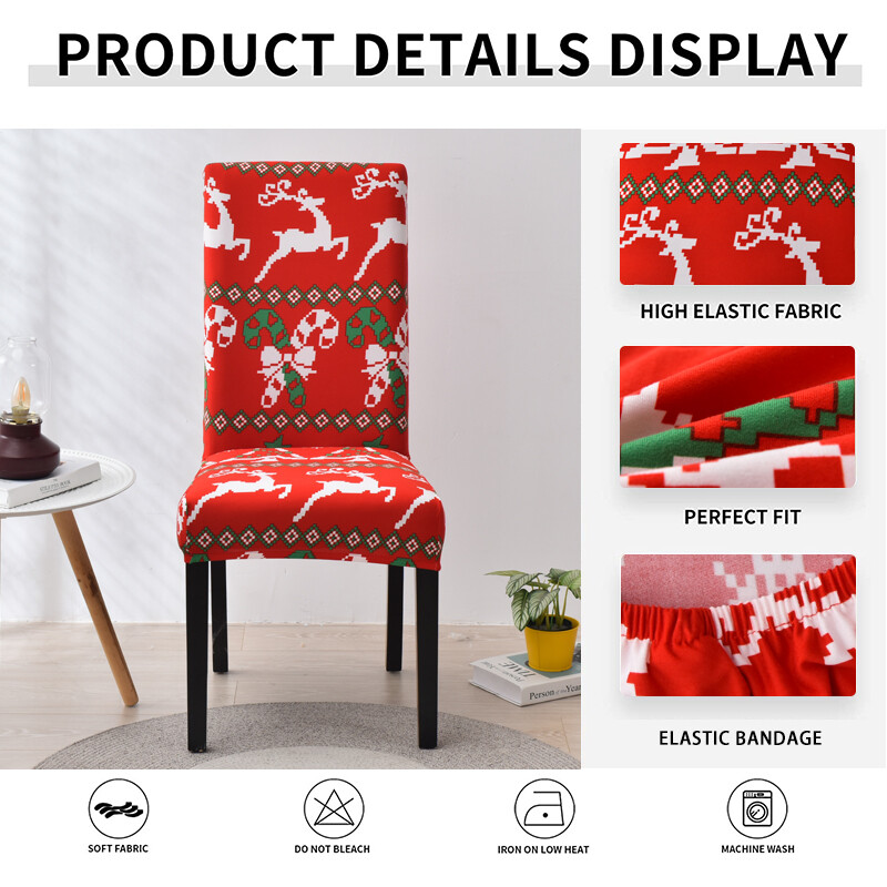Karácsonyi étkező székhuzat Stretch Seat Slipcover székhuzatok nappaliba, konyhába, irodába, szállodába, bankettre, szertartásra, bulira