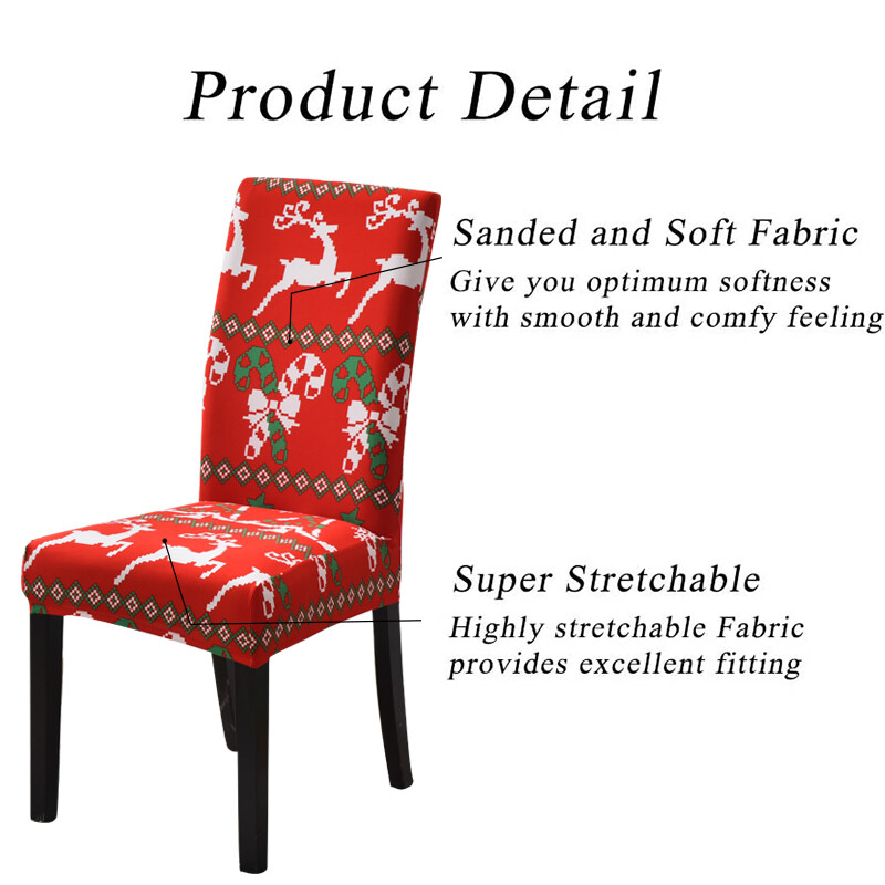 Karácsonyi étkező székhuzat Stretch Seat Slipcover székhuzatok nappaliba, konyhába, irodába, szállodába, bankettre, szertartásra, bulira