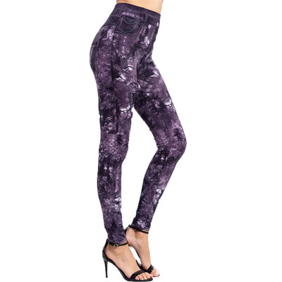 LJCUIYAO Push Up Zökkenőmentes magas derekú Műfarmer Jean leggings Női Elasztikus Jeggings Nyomtatás Alkalmi ceruza nadrág Mujer Dropship