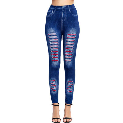 LJCUIYAO Push Up Zökkenőmentes magas derekú Műfarmer Jean leggings Női Elasztikus Jeggings Nyomtatás Alkalmi ceruza nadrág Mujer Dropship