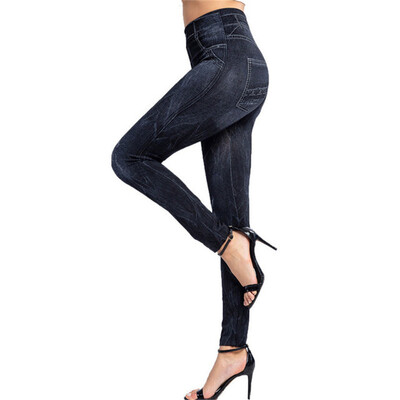 LJCUIYAO Push Up Zökkenőmentes magas derekú Műfarmer Jean leggings Női Elasztikus Jeggings Nyomtatás Alkalmi ceruza nadrág Mujer Dropship