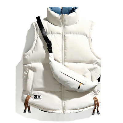 2024-es téli mellény, meleg, vastag, kétoldalas viselet divatos harajuku koreai mellény, ujjatlan férfi dzseki hátizsák kabátokkal férfi