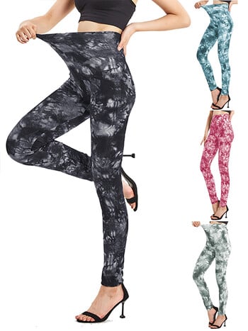 CUHAKCI Workout Running Push Up Slim Women Leggings Hole Print Trousers Дънки от изкуствен деним Еластични панталони с висока талия Фитнес Спорт