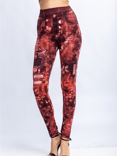 CUHAKCI treniņš Skriešana Push Up Slaidas Sievietes Legingi Ar caurumu apdrukas bikses Mākslīgās džinsa džinsi ar augstu vidukli elastīgas bikses Fitness Sports