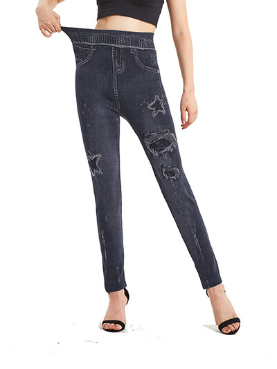 CUHAKCI treniņš Skriešana Push Up Slaidas Sievietes Legingi Ar caurumu apdrukas bikses Mākslīgās džinsa džinsi ar augstu vidukli elastīgas bikses Fitness Sports