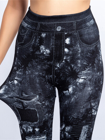 CUHAKCI treniņš Skriešana Push Up Slaidas Sievietes Legingi Ar caurumu apdrukas bikses Mākslīgās džinsa džinsi ar augstu vidukli elastīgas bikses Fitness Sports