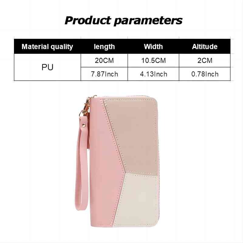 Női nagy kapacitású pénztárca, hosszú cipzáras, tartós pénztárca száz irodalmi egyszerű összeillesztésű kuplungtáska