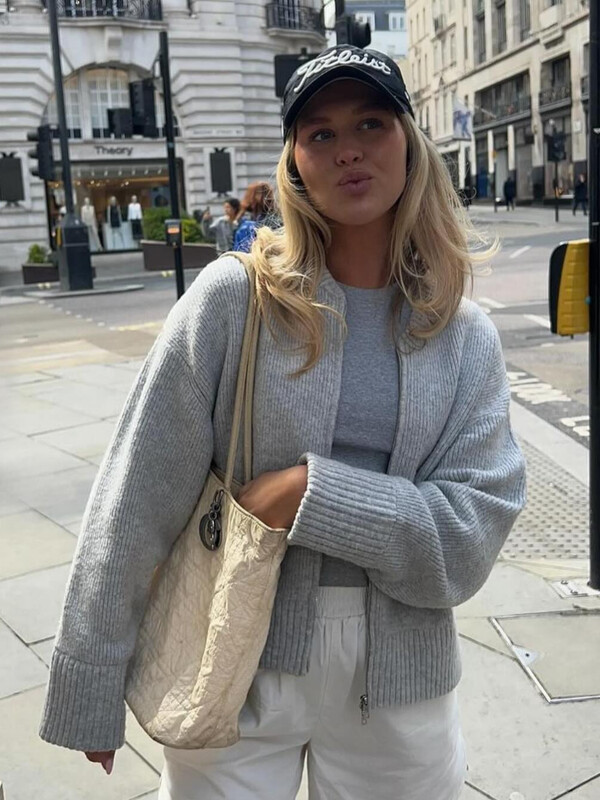 Hétköznapi kötött, tömör női kardigán, nyakú, vékony, teljes ujjú cipzáras női pulóver, 2024-es őszi, téli női tömör felöltő