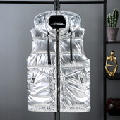 Jesen Witner pamučni prsluk Muška crna zlatna srebrna jakna bez rukava Tanka ležerna vesta s kapuljačom Topli muški prsluk