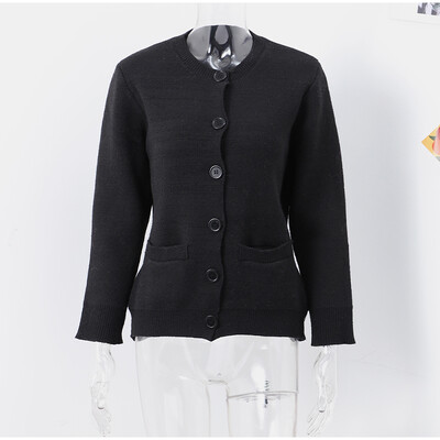 Vékony, kötött gombok Női kardigán Elegáns O-nyakú, egysoros, hosszú ujjú zsebek Pulóver 2024 őszi női alkalmi kötöttáru