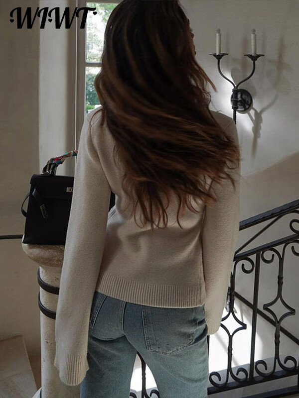 Vékony, kötött gombok Női kardigán Elegáns O-nyakú, egysoros, hosszú ujjú zsebek Pulóver 2024 őszi női alkalmi kötöttáru