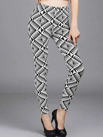 CUHAKCI modes rūtaini apdruka Legingi Sieviešu Sexy Fitness Leggins Režģis Ziedu svītras Bikses ar augstu vidukli Zīmuļu bikses