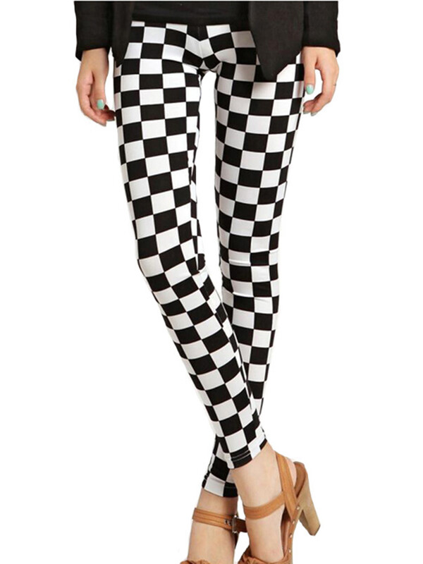 CUHAKCI modes rūtaini apdruka Legingi Sieviešu Sexy Fitness Leggins Režģis Ziedu svītras Bikses ar augstu vidukli Zīmuļu bikses