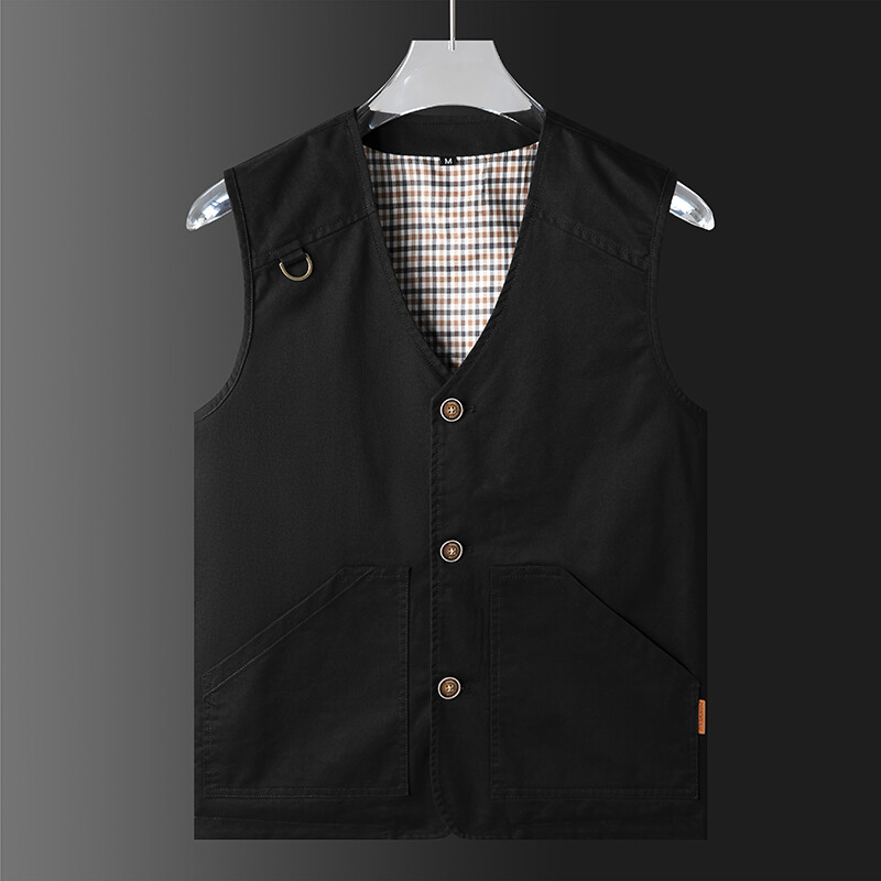 Ārā Kokvilnas jaka bez piedurknēm Modes makšķerēšanas vestes Vīriešu kabatas fotografēšanas veste Ikdienas veste jaka vīriešu liela izmēra 8XL