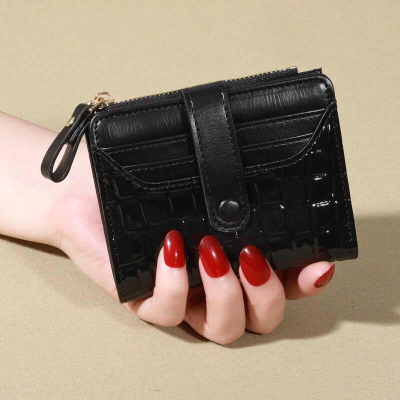 Portofel elegant pentru femei cu mai multe carduri - clutch securizat cu fermoar dublu 