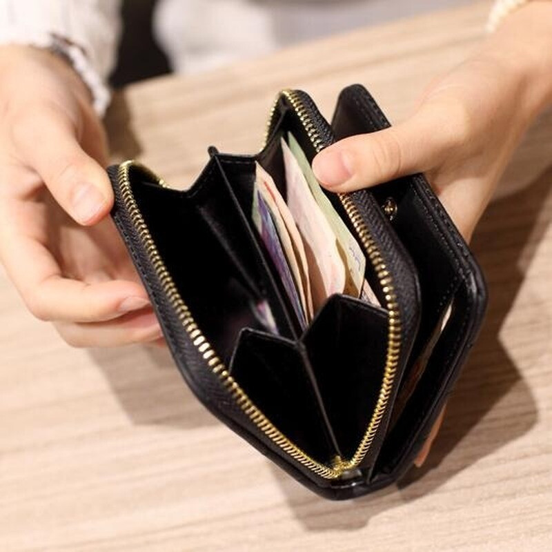 Sieviešu īsie maki PU ādas sieviešu rūtains nubukas karšu turētāja maks Luksusa zīmola sieviešu maciņš ar rāvējslēdzēju ar maciņu