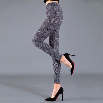 LJCUIYAO Karirane tajice Ženska odjeća za teretanu Ljetne hlače Push Up Moda za fitness Hlače visokog struka Mrežasti print Vježbanje Pleteno