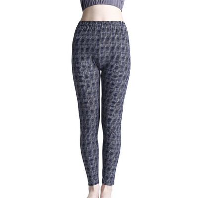 LJCUIYAO Karirane tajice Ženska odjeća za teretanu Ljetne hlače Push Up Moda za fitness Hlače visokog struka Mrežasti print Vježbanje Pleteno