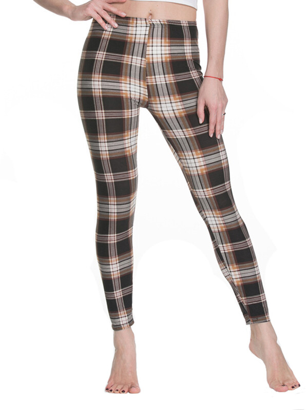 LJCUIYAO Karirane tajice Ženska odjeća za teretanu Ljetne hlače Push Up Moda za fitness Hlače visokog struka Mrežasti print Vježbanje Pleteno