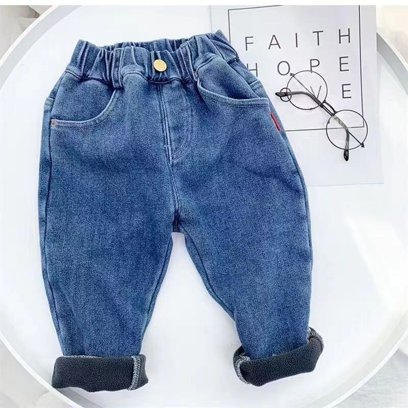 Blugi băieți 2023 catifea iarna calduroasă 2-7T blugi pentru fete pantaloni băieți toamna îmbrăcăminte exterioară haine adolescenți pantaloni pantaloni copii