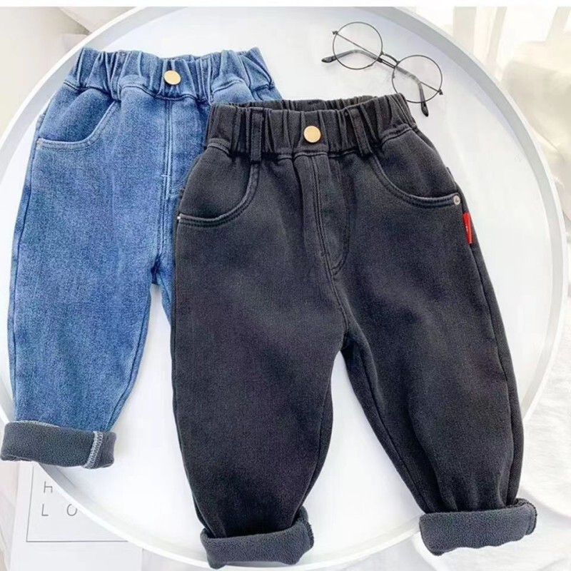 Blugi băieți 2023 catifea iarna calduroasă 2-7T blugi pentru fete pantaloni băieți toamna îmbrăcăminte exterioară haine adolescenți pantaloni pantaloni copii