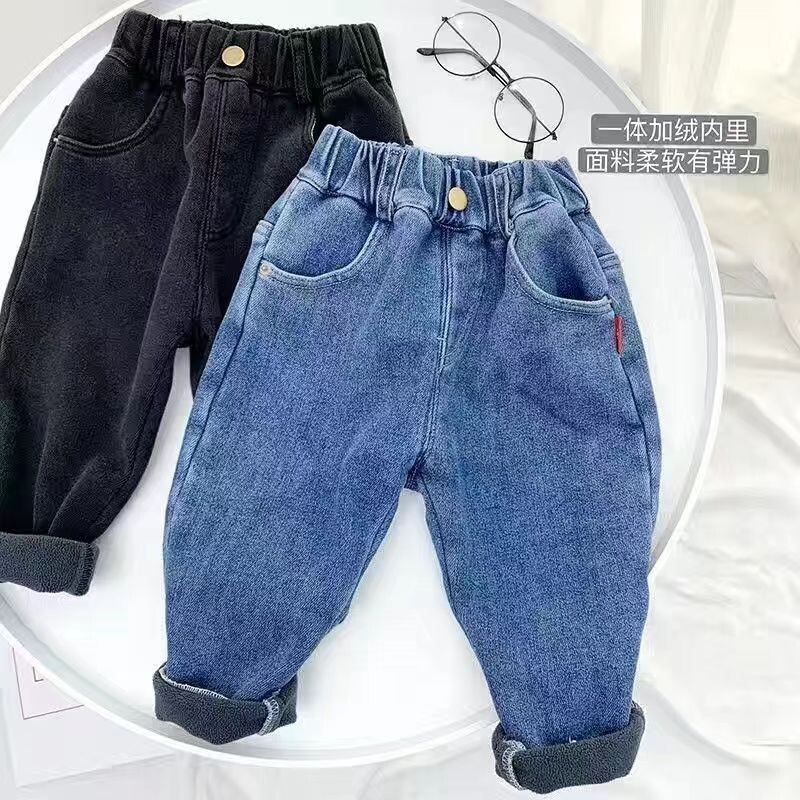 Blugi băieți 2023 catifea iarna calduroasă 2-7T blugi pentru fete pantaloni băieți toamna îmbrăcăminte exterioară haine adolescenți pantaloni pantaloni copii