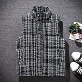 Veste pentru bărbați Vestă caldă fără mâneci Jachete cu dungi La modă de iarnă pentru bărbați Vestă căptușită din bumbac Paltoane pentru bărbați Veste calde Plus Size