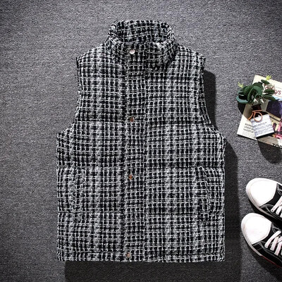 Veste pentru bărbați Vestă caldă fără mâneci Jachete cu dungi La modă de iarnă pentru bărbați Vestă căptușită din bumbac Paltoane pentru bărbați Veste calde Plus Size