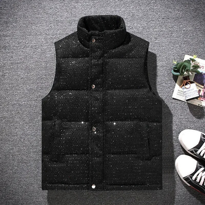 Veste pentru bărbați Vestă caldă fără mâneci Jachete cu dungi La modă de iarnă pentru bărbați Vestă căptușită din bumbac Paltoane pentru bărbați Veste calde Plus Size