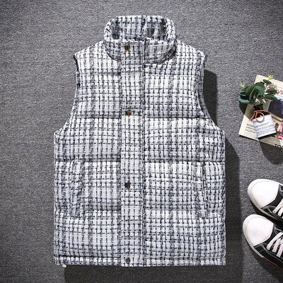 Veste pentru bărbați Vestă caldă fără mâneci Jachete cu dungi La modă de iarnă pentru bărbați Vestă căptușită din bumbac Paltoane pentru bărbați Veste calde Plus Size