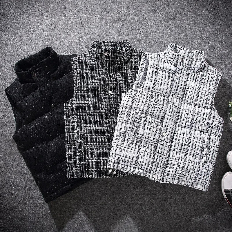 Veste pentru bărbați Vestă caldă fără mâneci Jachete cu dungi La modă de iarnă pentru bărbați Vestă căptușită din bumbac Paltoane pentru bărbați Veste calde Plus Size