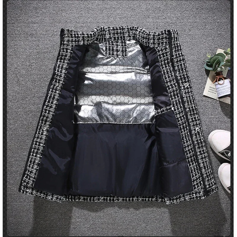 Veste pentru bărbați Vestă caldă fără mâneci Jachete cu dungi La modă de iarnă pentru bărbați Vestă căptușită din bumbac Paltoane pentru bărbați Veste calde Plus Size