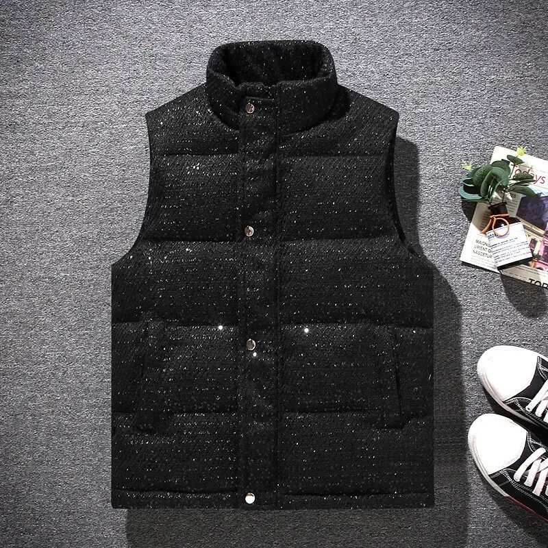 Veste pentru bărbați Vestă caldă fără mâneci Jachete cu dungi La modă de iarnă pentru bărbați Vestă căptușită din bumbac Paltoane pentru bărbați Veste calde Plus Size