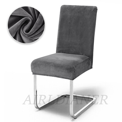 Luksusa samta krēslu pārvalki Biezi mīksti krēslu sēdekļu pārvalki Plain spandeksa krēsla aizsargs banketu birojs pelēks noņemams restorāns