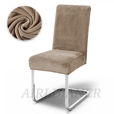 Luksusa samta krēslu pārvalki Biezi mīksti krēslu sēdekļu pārvalki Plain spandeksa krēsla aizsargs banketu birojs pelēks noņemams restorāns